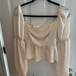 Astr Cream Peplum Blouse